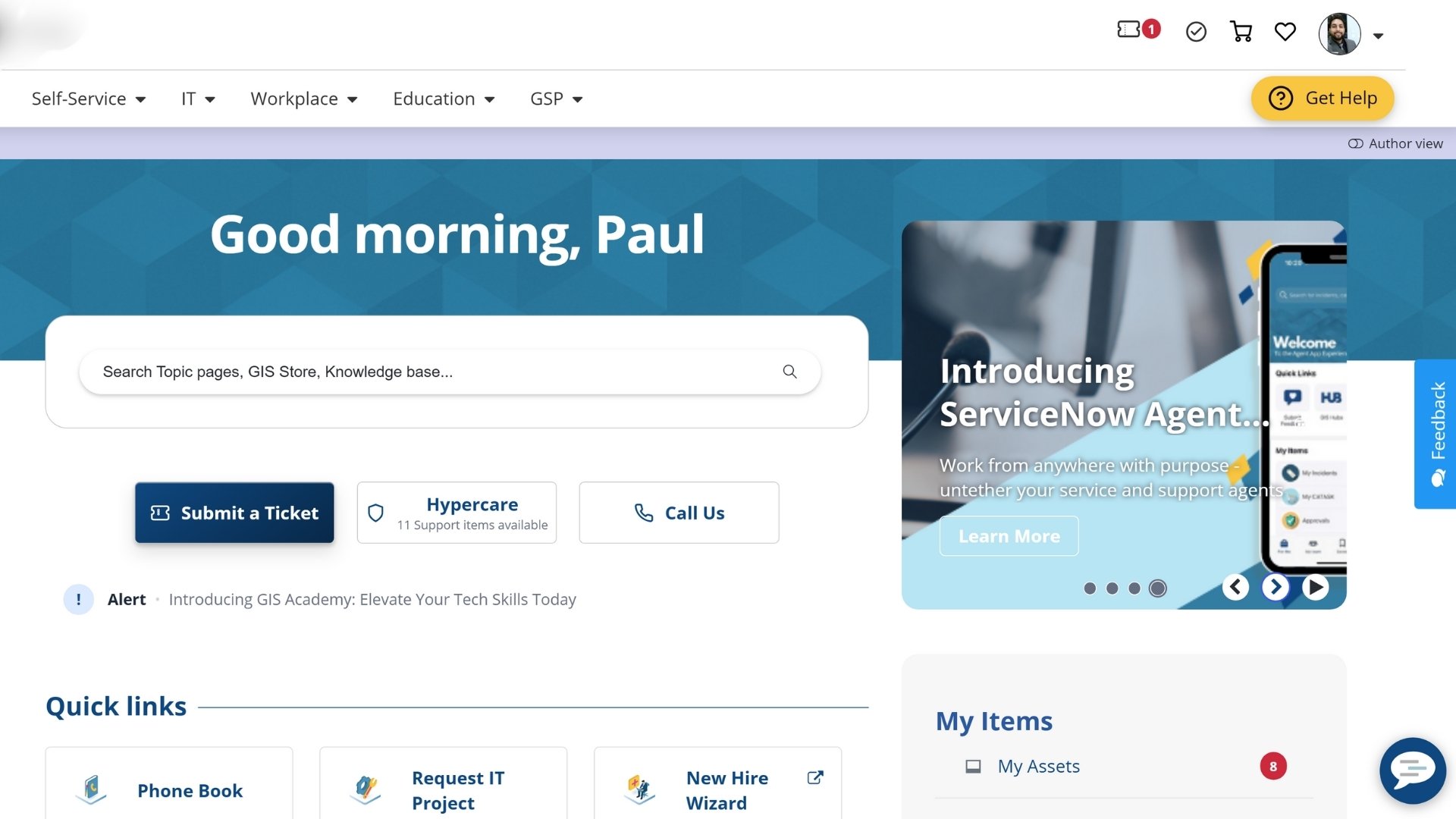 ServiceNow Employee Connect Portal Design